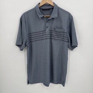 Travis Mathews Mens Blue Striped Cotton Blend Polo Shirt Size Large Classic